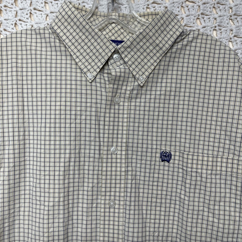 Cinch Western Shirt Mens XL Beige Blue Check‎ Long Sleeve Button Down Cowboy